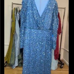 Mac Duggal Sparkling Blue Sequin Dress